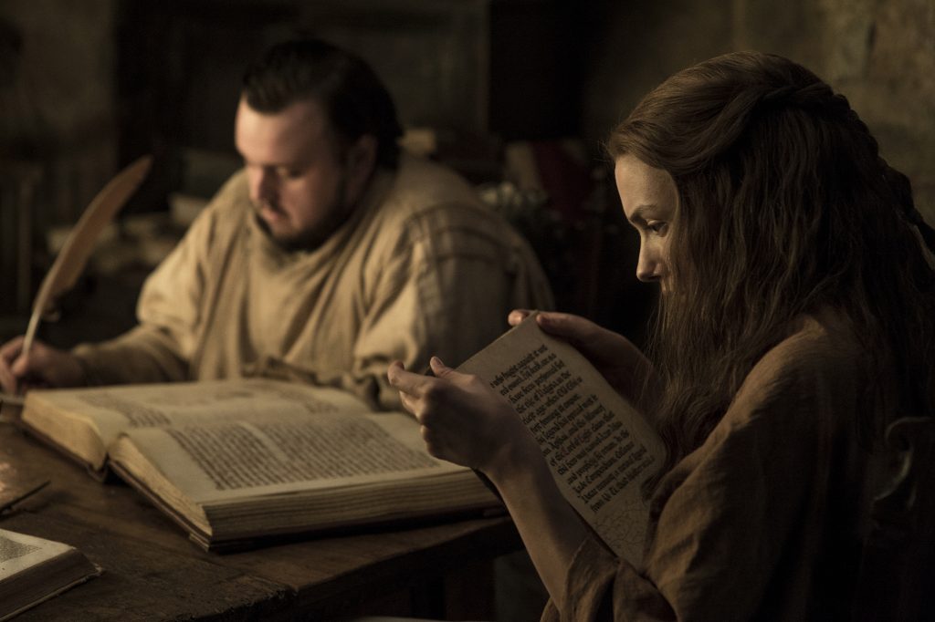 Samwell Tarly (John Bradley-West) and Gilly (Hannah Murray) studying at the Citadel / Photo: Helen Sloan/HBO