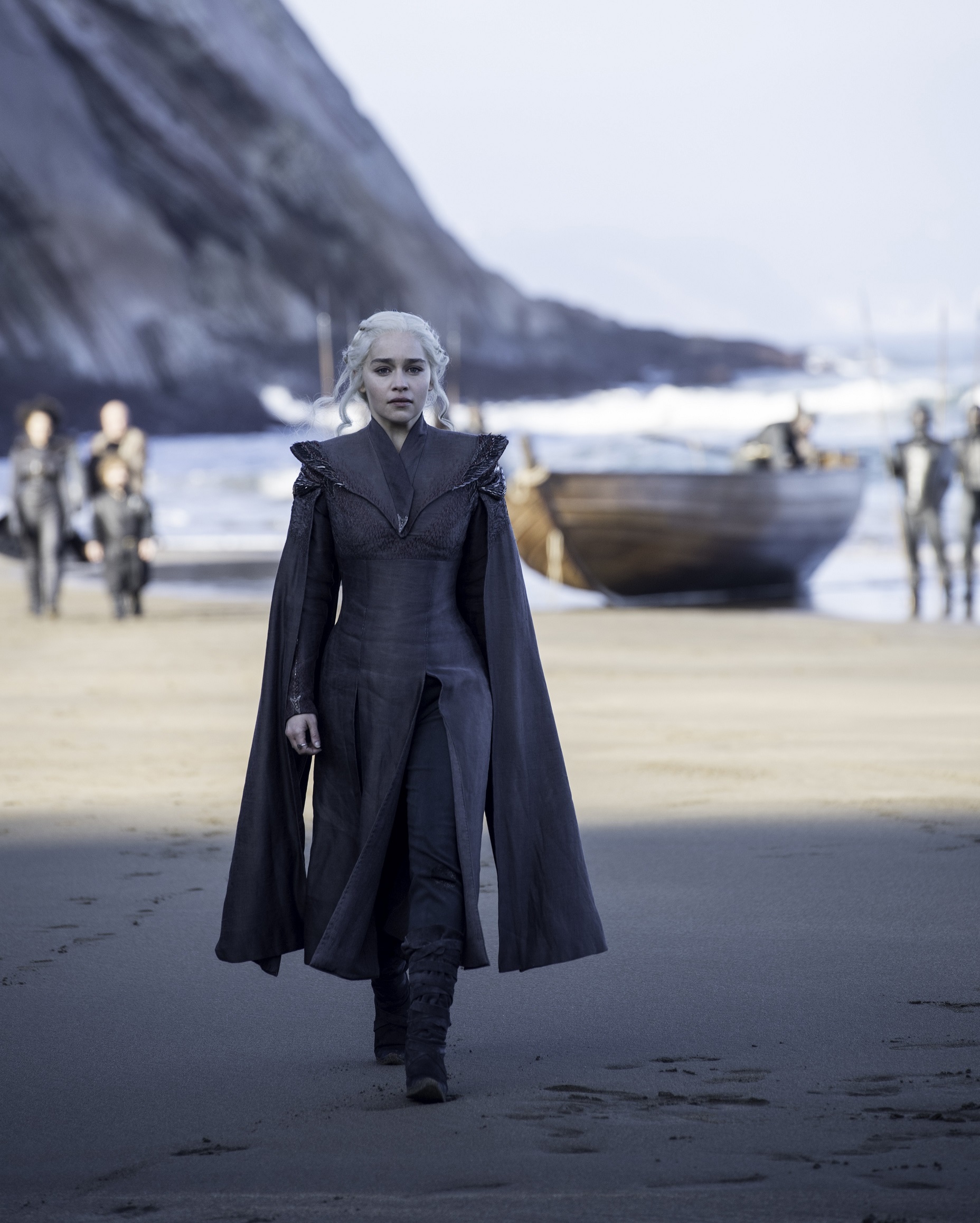 Emilia Clarke as Daenerys Targaryen arrives to her new stronghold. Photo: HBO