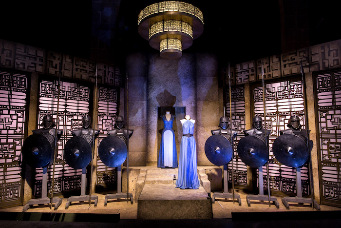 Costumes worn by Daenerys and Missandei, as well as Unsullied armor, are on view in the Targaryen room.