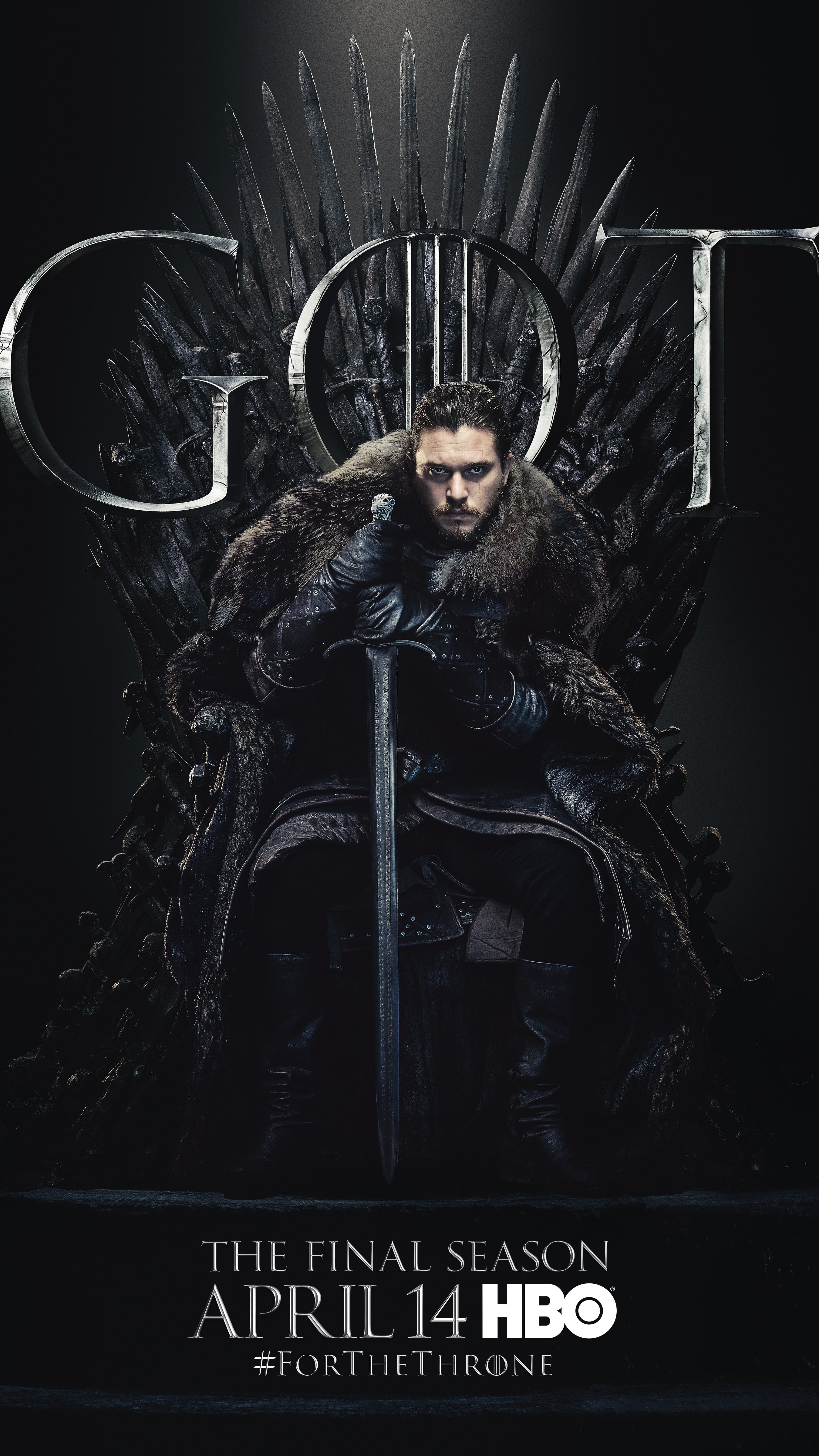 1. Jon Snow GOT Season 8 For The Throne Character Poster-min