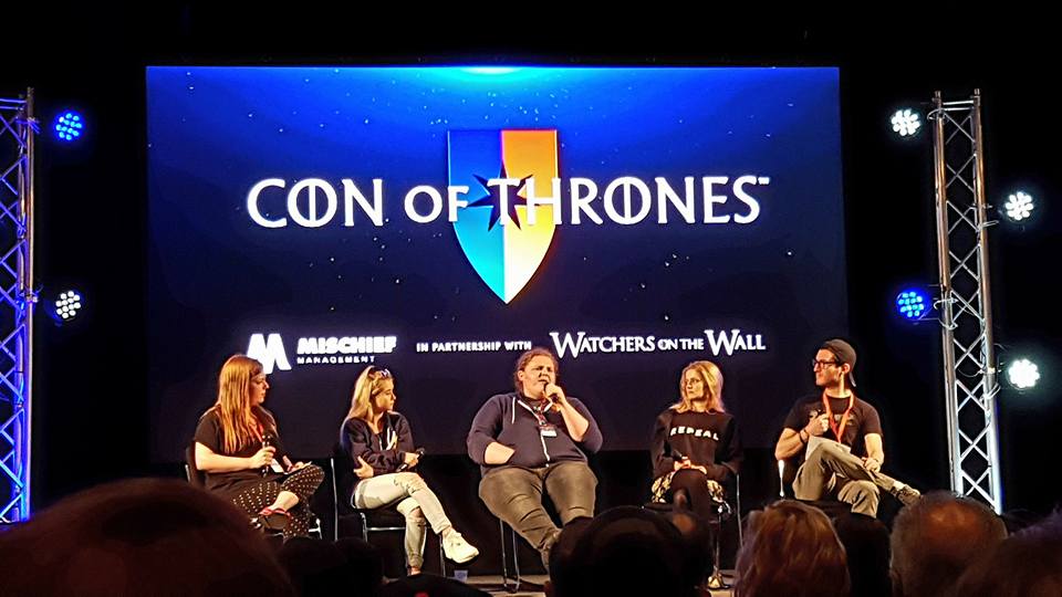 Lindsey Romain, Kerry Ingram (Shireen Baratheon), Sam Coleman (Young Hodor), Aimee Richardson (Myrcella Baratheon) and me on the 'Kids of GOT' panel at Con of Thrones 2018