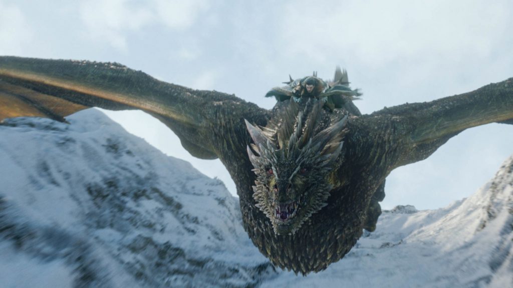 Jon Rhaegal flying Winterfell episode
