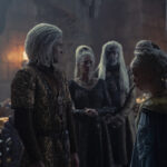 1x05 King's Landing Red Keep Throne Room Wedding Young Rhaenyra (Milly Alcock), Laenor Velaryon (Theo Nate), Rhaenys (Eve Best), Corlys (Steve Toussaint) (1)