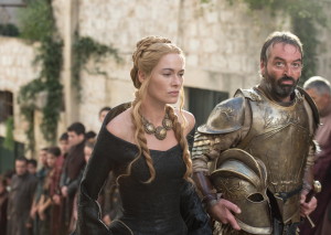 Lena Headey as Cersei Lannister and Ian Beattie as Meryn Trant_ photo Macall B. Polay_HBO