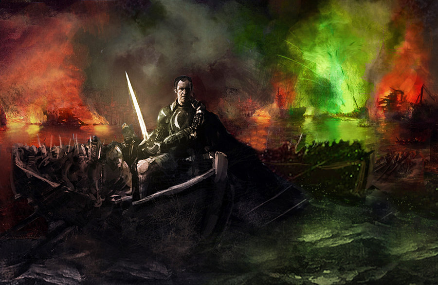 Stannis Baratheon with Lightbrighter at Blackwater by WillHarrisArt