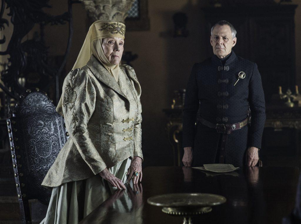 Diana Rigg as Olenna Tyrell and Ian Gelder as Kevan Lannister Credit: Helen Sloan/HBO