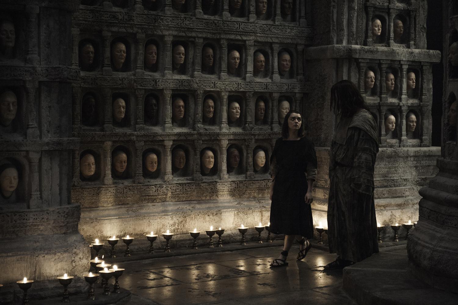 Maisie Williams as Arya Stark and Tom Wlaschiha as Jaqen H’Ghar. Credit: Helen Sloan/HBO