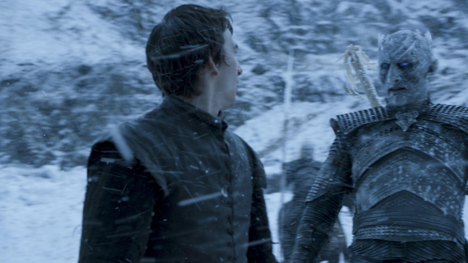 Isaac Hempstead Wright as Bran Stark and Vladimir Furdik as The Night King. Credit: Courtesy HBO