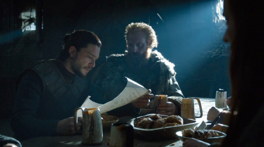Jon Snow reads Ramsay Bolton's letter in "Book of the Stranger"