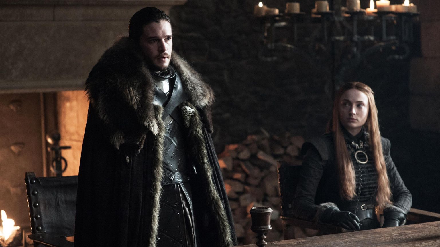 Kit Haringon as Jon Snow, Sophie Turner as Sansa Stark. Photo: Helen Sloan/HBO
