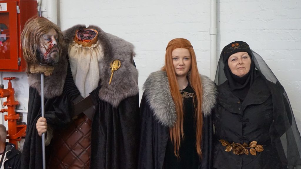 Dead Ned, Lady Sansa, and Lady Olenna cosplayers. Photo by @WightsKing