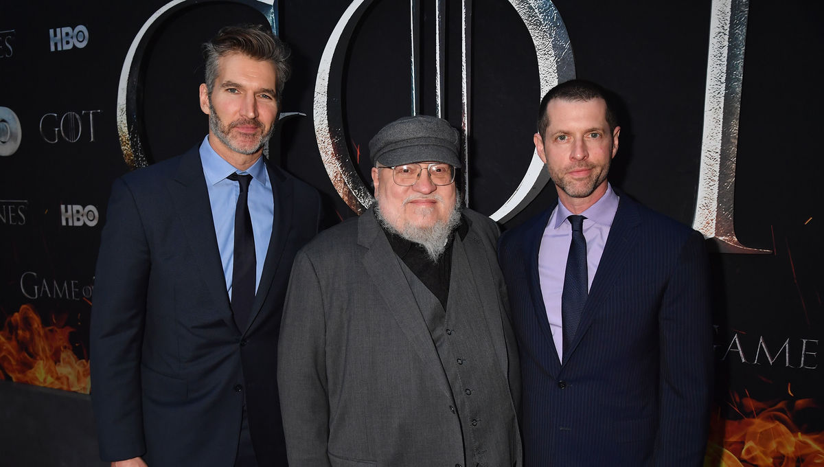 David Benioff, George R. R. Martin and D.B Weiss at Season 8 NYC Premiere.  Photo by Jeff Kravitz/FilmMagic for HBO.
