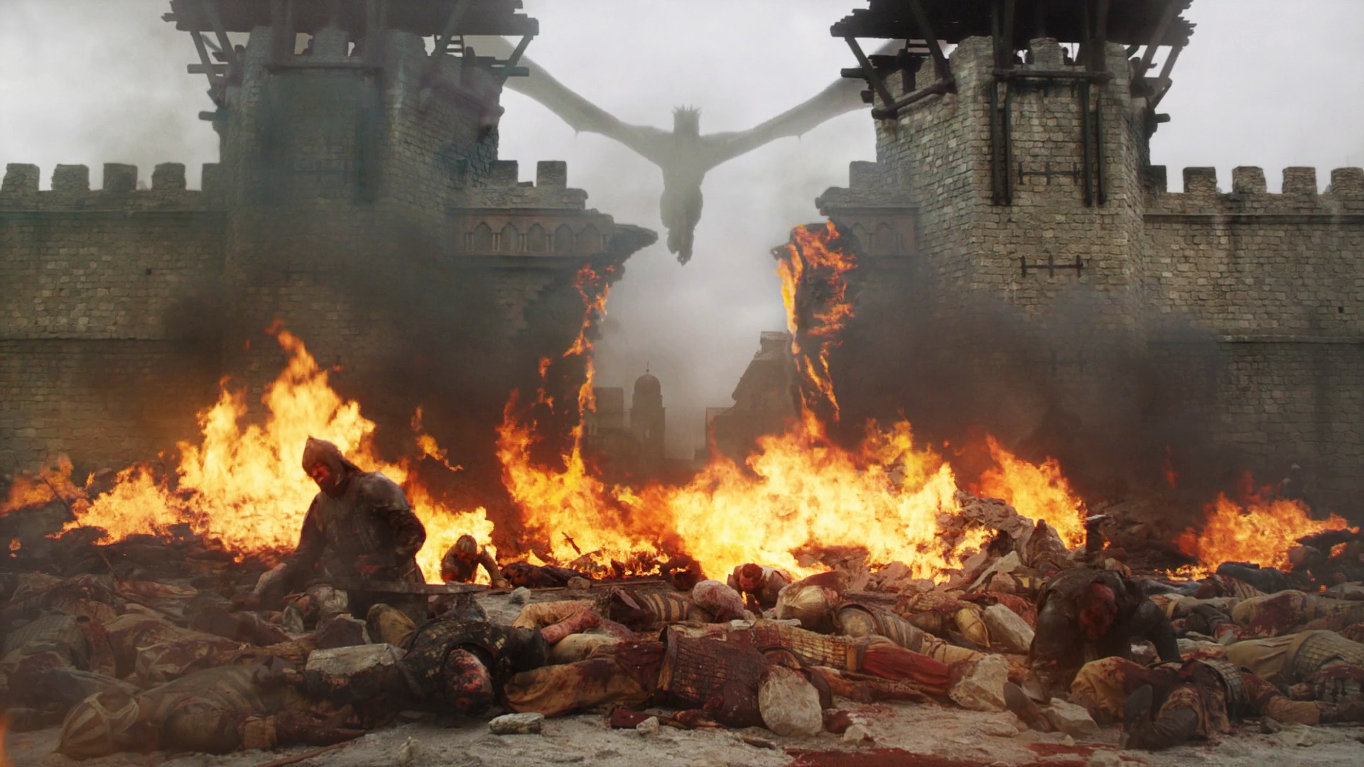 King's Landing Battle 805 Season 8 The Bells Daenerys Dany Targaryen Drogon Gates Golden Company