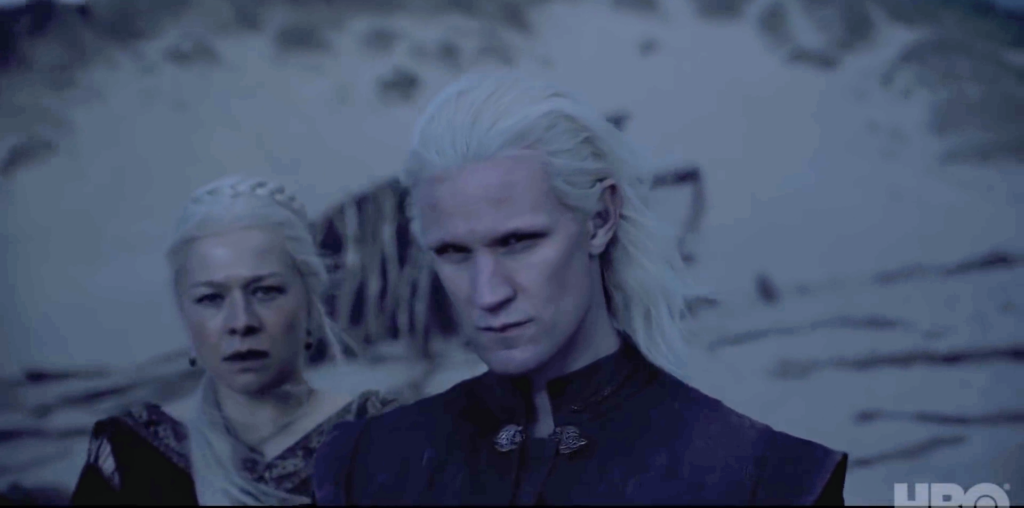the Rogue Prince and Emma D'Arcy's Rhaenyra Targaryen look to the sea;