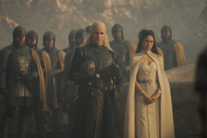 Daemon Targaryen (Matt Smith), Mysaria (Sonoya Mizuno), Dragonstone (2)